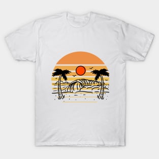 Retro Sunrise with Surf T-Shirt